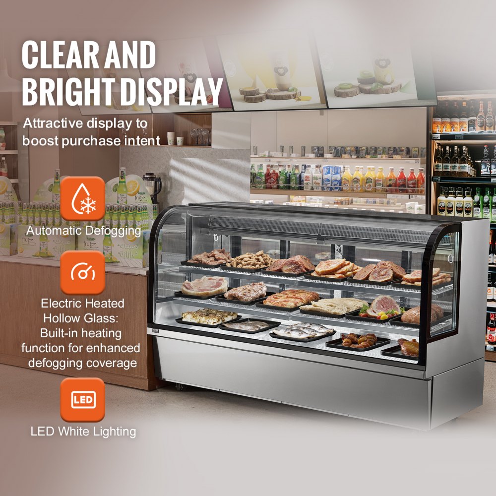 GN-2000R2 - 32 cu ft Curved Refrigerated Display Case with LED & Adjustable Shelves