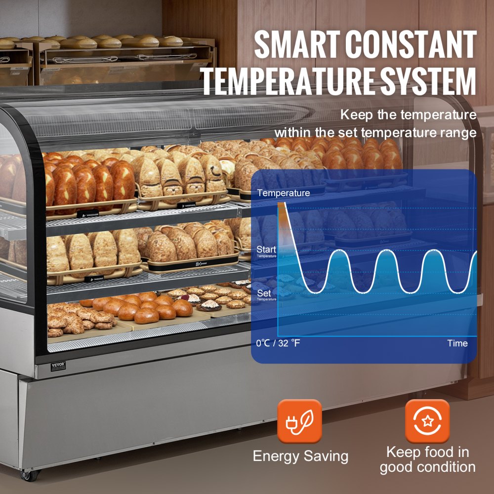 GN-2000R2 - 32 cu ft Curved Refrigerated Display Case with LED & Adjustable Shelves