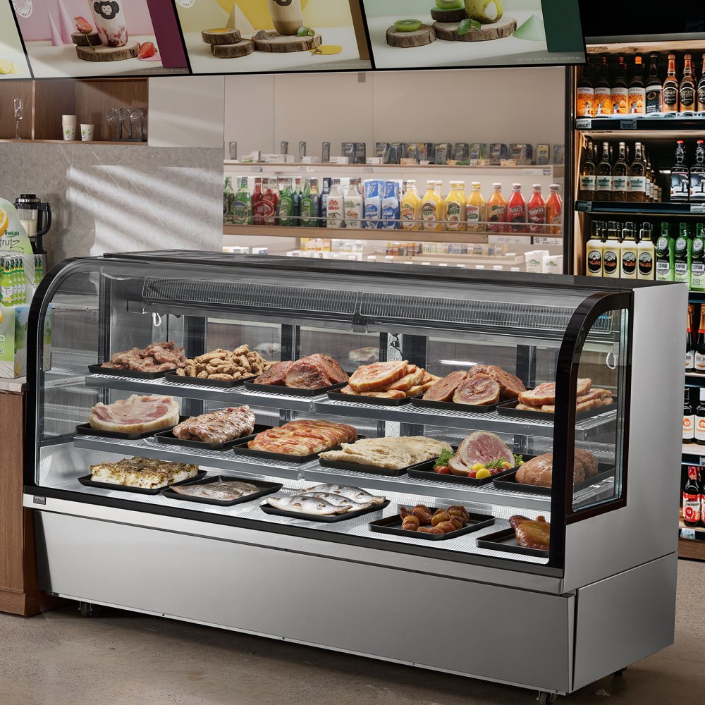 GN-2000R2 - 32 cu ft Curved Refrigerated Display Case with LED & Adjustable Shelves
