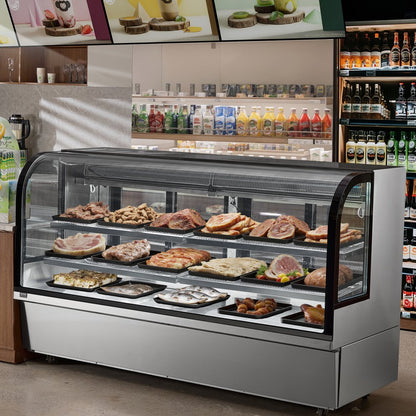 GN-2000R2 - 32 cu ft Curved Refrigerated Display Case with LED & Adjustable Shelves