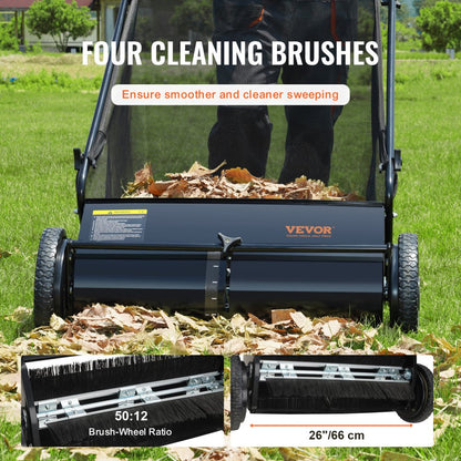 GT1110 - 7 Cubic Feet Push Lawn Sweeper with 4 Brushes