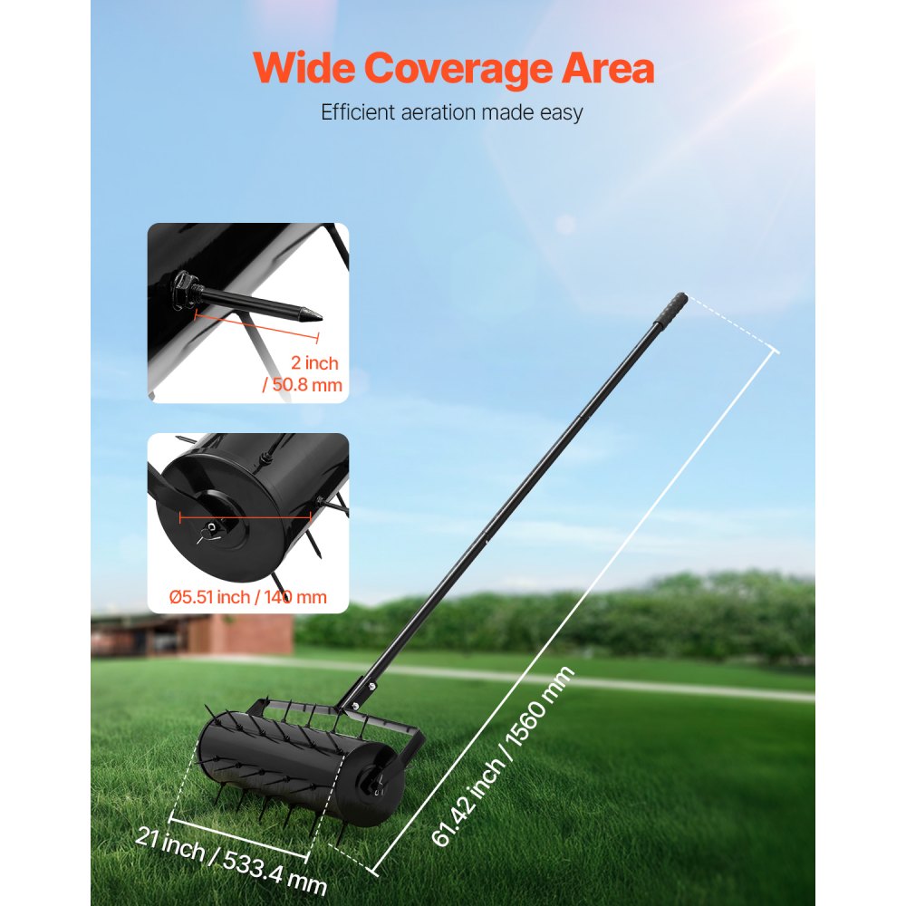 LA46New-SYT - 21" Rolling Lawn Aerator for Healthy Grass and Soil