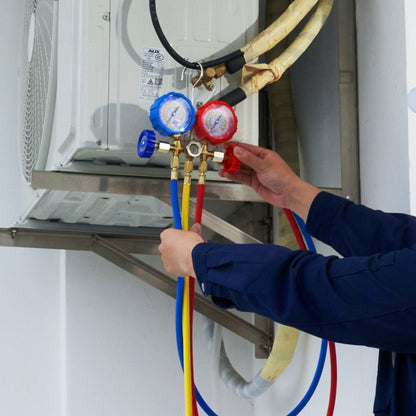 WZ--A301 - 3-Way AC Gauge Set with 5ft Hoses for R134A & R22