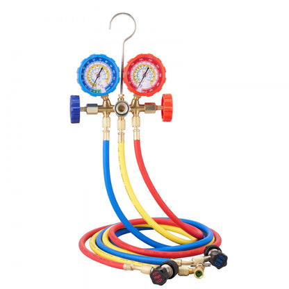 WZ--A301 - 3-Way AC Gauge Set with 5ft Hoses for R134A & R22