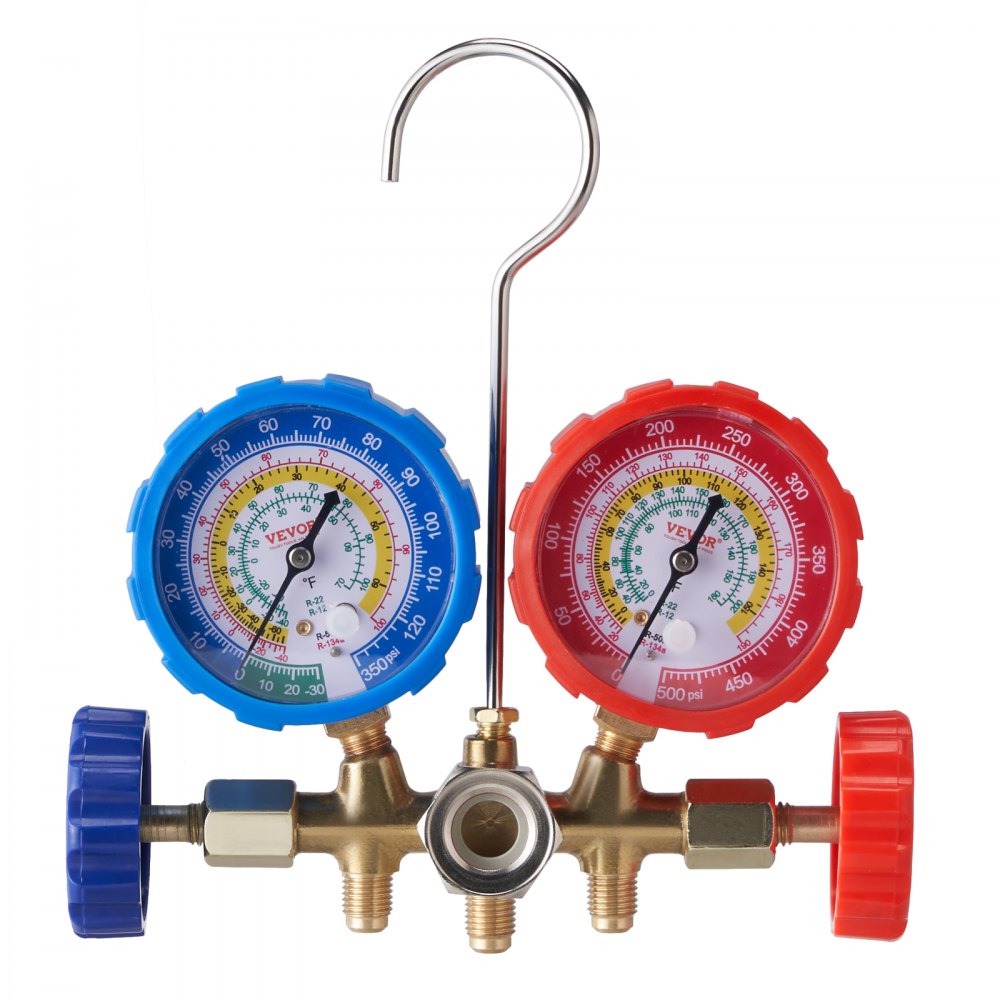 WZ--A301 - 3-Way AC Gauge Set with 5ft Hoses for R134A & R22