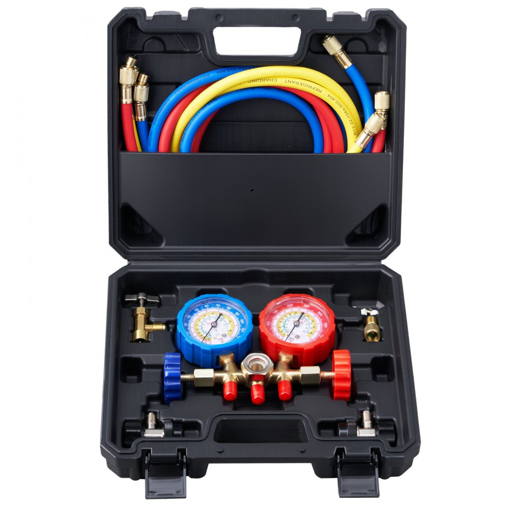 WZ--A301 - 3-Way AC Gauge Set with 5ft Hoses for R134A & R22
