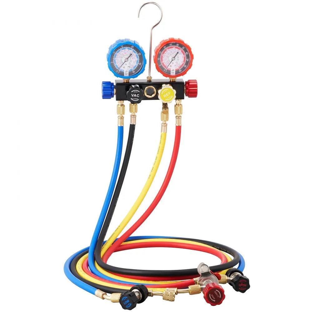 WZ--J401 - Portable AC Manifold Gauge Set with Moisture Indicator & 5ft Hose