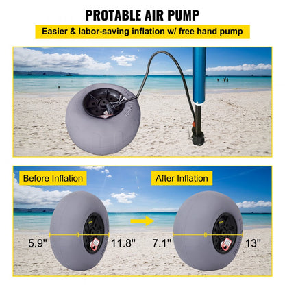 010298452284 - 13" TPU Beach Wheels for Effortless Heavy Load Transport