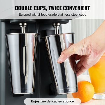 DM12-U - 375W VEVOR Double-Head Milkshake Maker with Timer & 3-Speed Settings