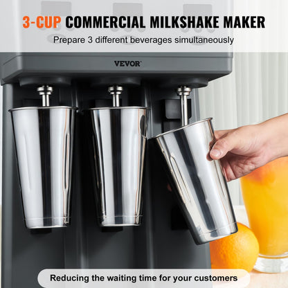 DM23-U - Heavy-Duty 375W Milkshake Maker with 3 Cups for Quick Blends