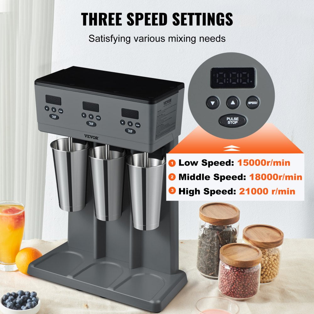 DM23-U - Heavy-Duty 375W Milkshake Maker with 3 Cups for Quick Blends
