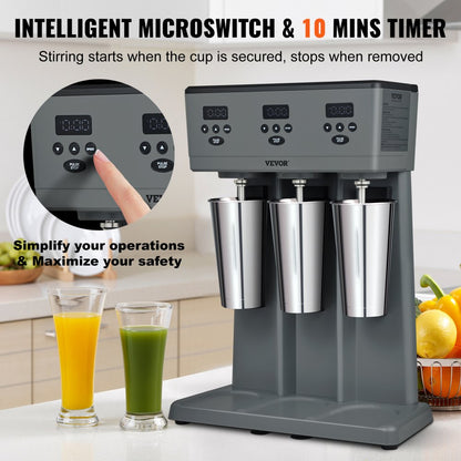 DM23-U - Heavy-Duty 375W Milkshake Maker with 3 Cups for Quick Blends