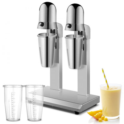 010891481104 - Heavy-Duty Stainless Steel Double-Head Milkshake Maker with 800ml Cups