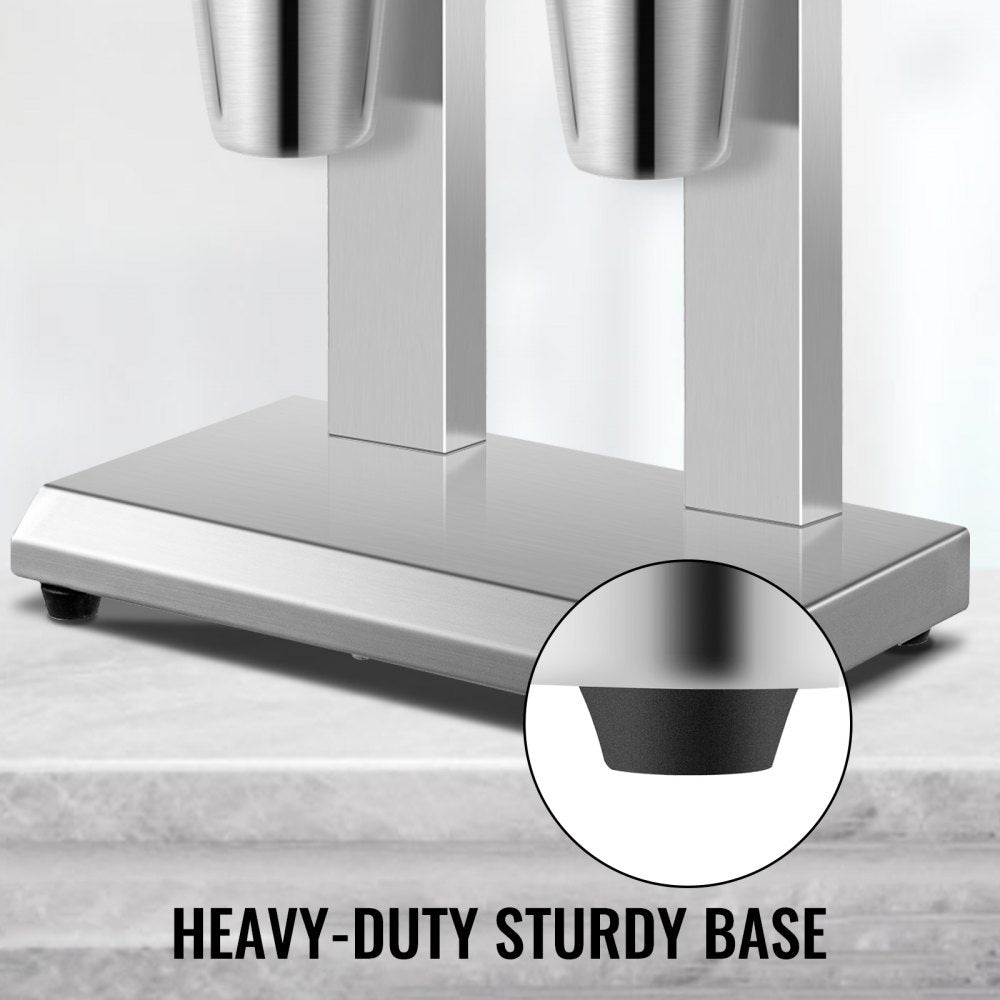 010891481104 - Heavy-Duty Stainless Steel Double-Head Milkshake Maker with 800ml Cups