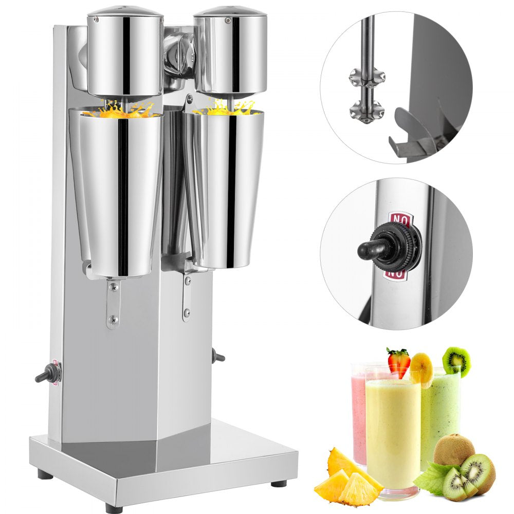 010893515006 - Durable Stainless Steel Double Head Milkshake Maker, 180W Power