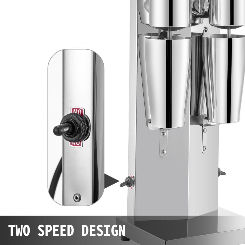 010893515006 - Durable Stainless Steel Double Head Milkshake Maker, 180W Power