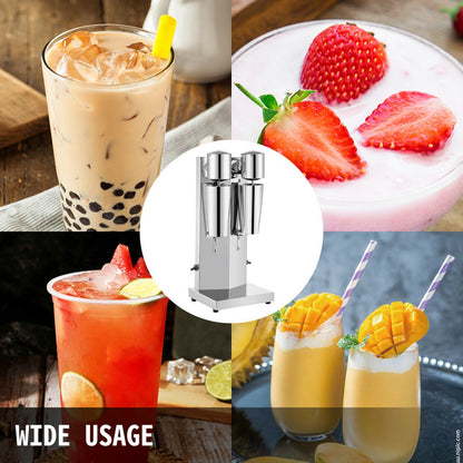 010893515006 - Durable Stainless Steel Double Head Milkshake Maker, 180W Power