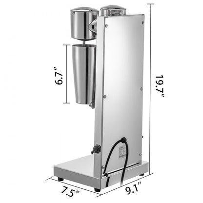 010893515006 - Durable Stainless Steel Double Head Milkshake Maker, 180W Power