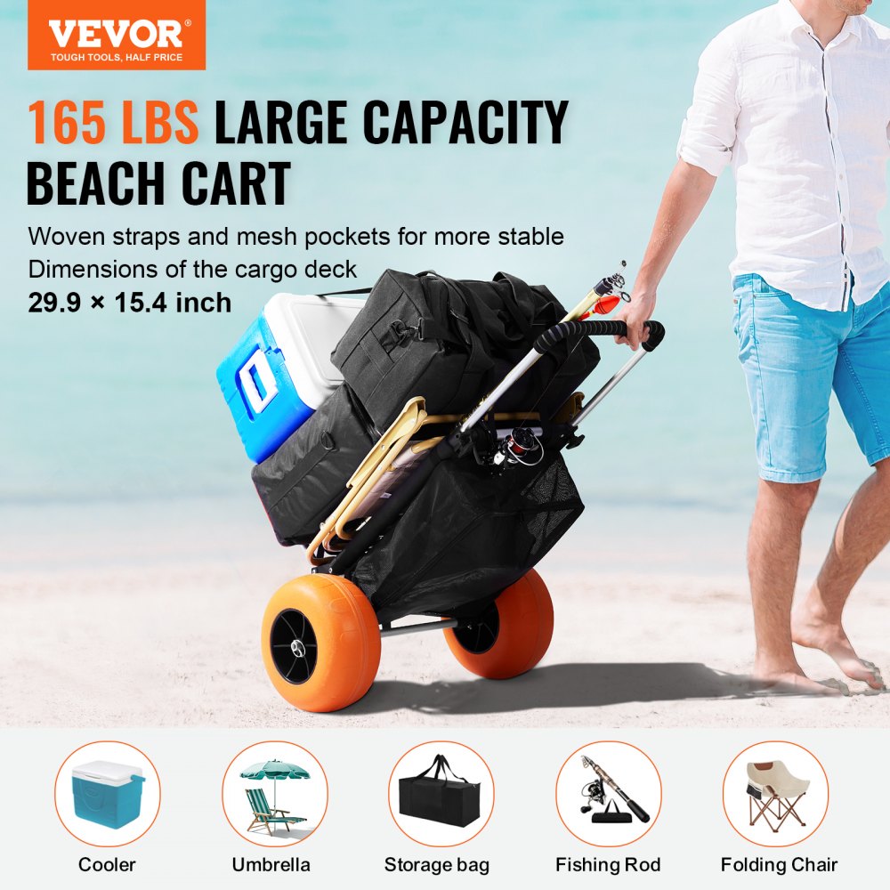 CGY30003A-12SIS - VEVOR Beach Dolly, 29.9" x 15.4", 12" Foam Wheels, 165LB Capacity