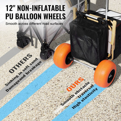 CGY30003A-12SIS - VEVOR Beach Dolly, 29.9" x 15.4", 12" Foam Wheels, 165LB Capacity