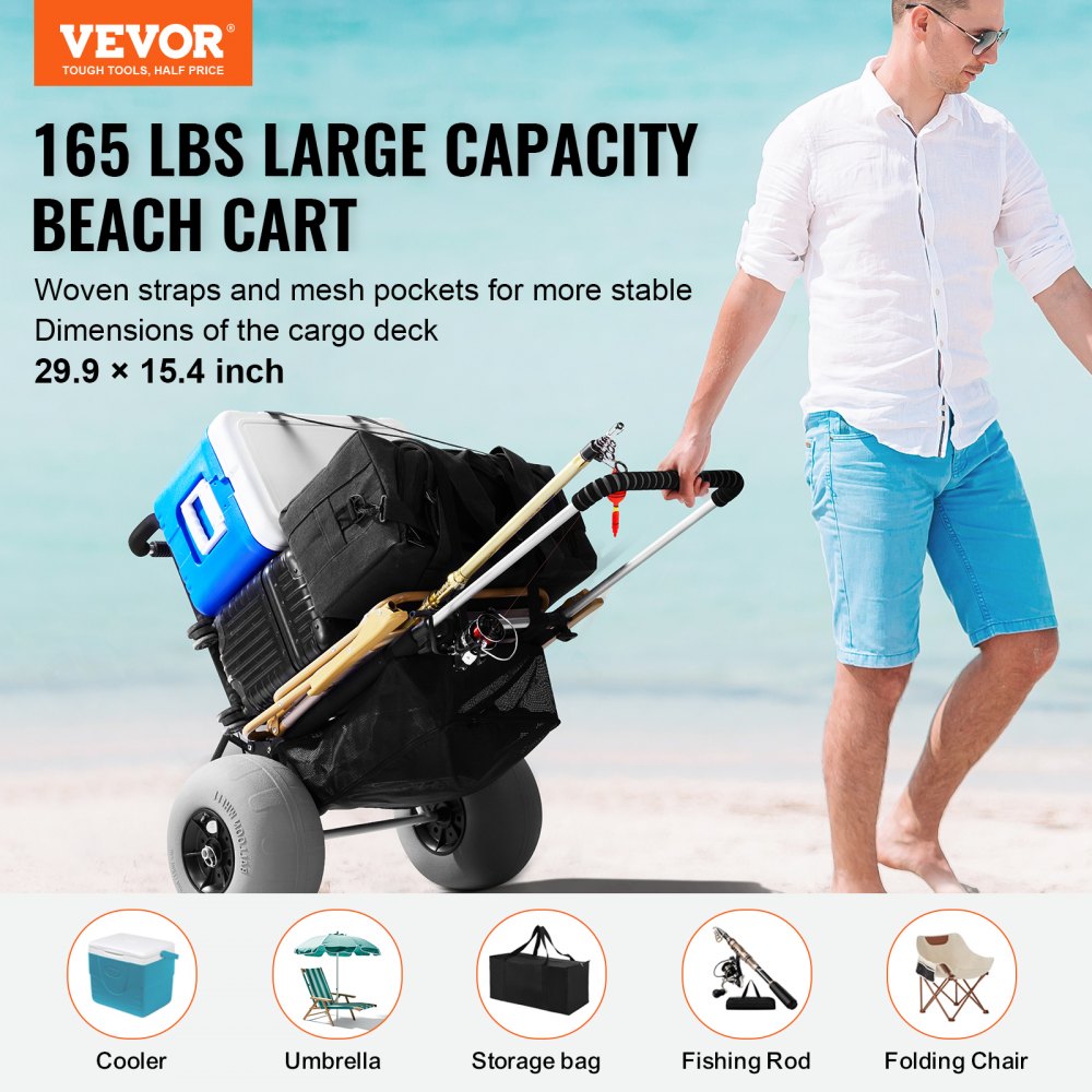 CGY30003T-9SIS - Durable Beach Dolly with 29.9"x15.4" Deck & 12" Wheels