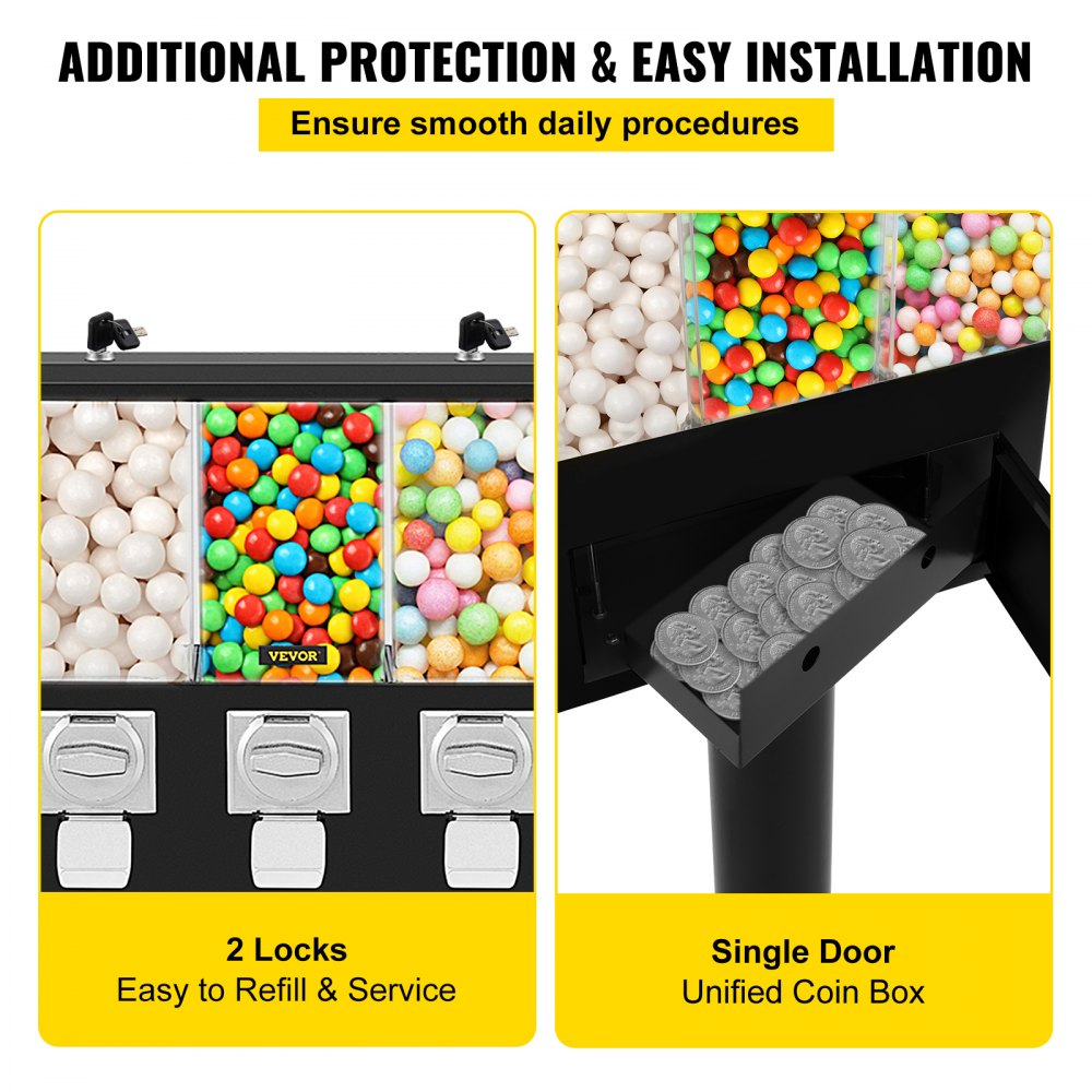 010289908468 - Triple Pod Vending Machine for Gumballs & Candy Storage