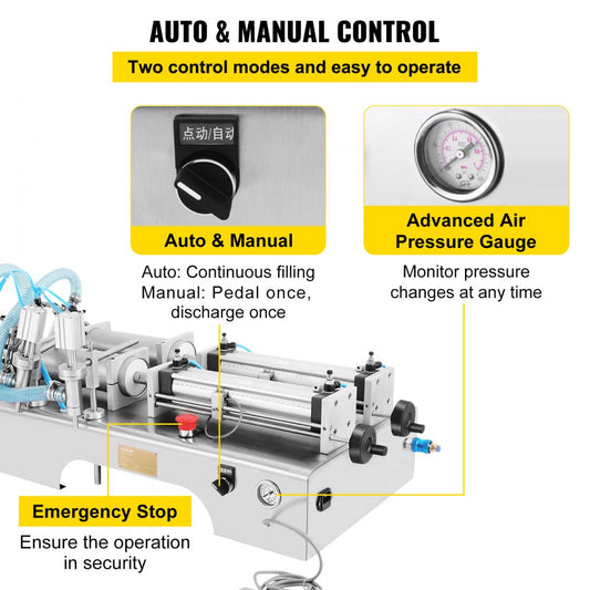 VR-STWSY - 100-1000ml Pneumatic Piston Filler for Liquids and Pastes