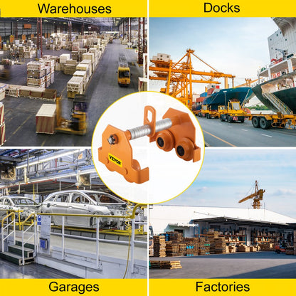 0.5TTROLLEY - Adjustable Push Beam Trolley for 1100 lbs Lifting Capacity