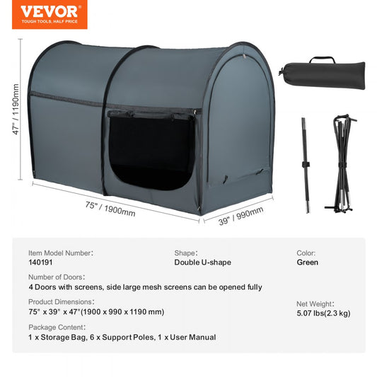 140191 - Cozy 4-Door Bed Tent, 75" x 39" - Light Blocking Design