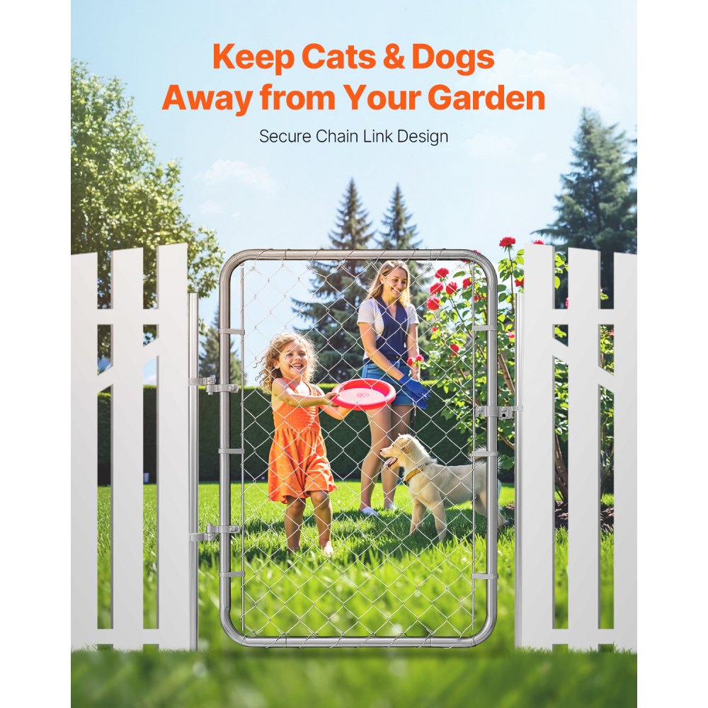 HXGATE-001 - Galvanized Steel Garden Gate 2-6 ft x 4 ft, Easy Install