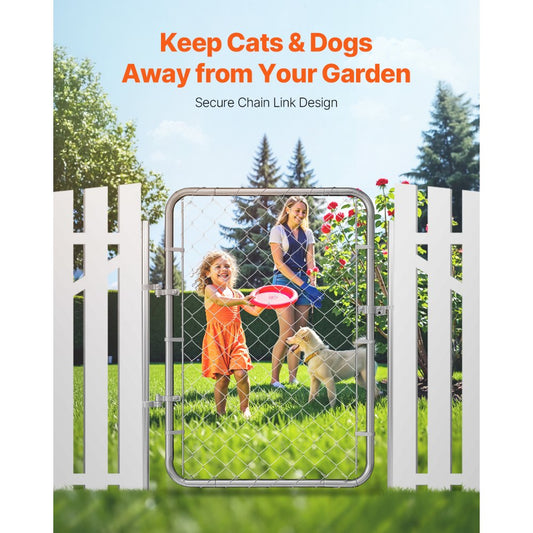 HXGATE-001 - Galvanized Steel Garden Gate 2-6 ft x 4 ft, Easy Install