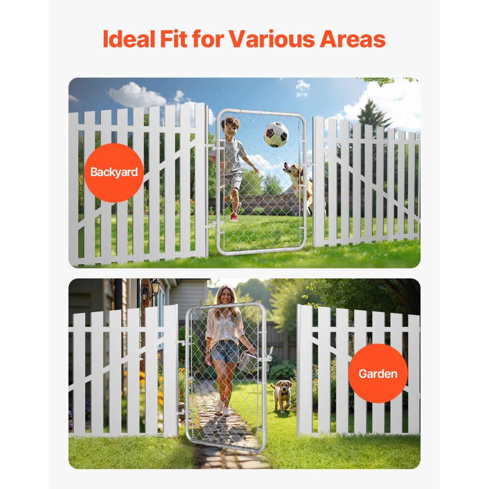 HXGATE-001 - Galvanized Steel Garden Gate 2-6 ft x 4 ft, Easy Install