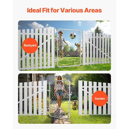 HXGATE-001 - Galvanized Steel Garden Gate 2-6 ft x 4 ft, Easy Install