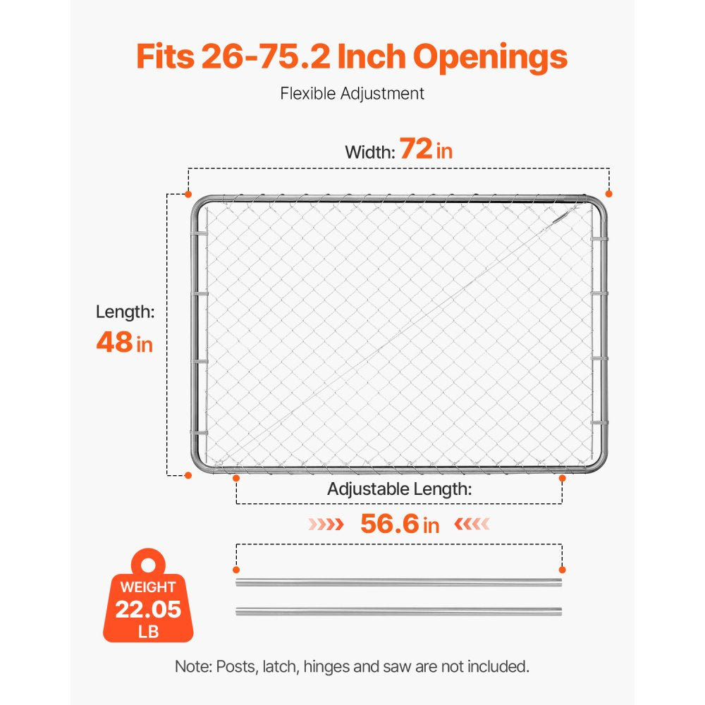 HXGATE-003 - Galvanized Steel Garden Gate 2.2-6 ft Adjustable Width