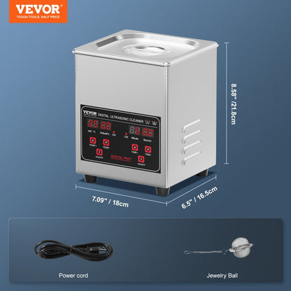 TH-08Amini - VEVOR 1.3L Ultrasonic Cleaner - Durable Stainless Steel Design