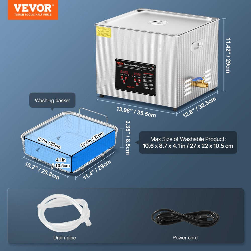 KZ-D15 - 15L Stainless Steel Ultrasonic Cleaner with Digital Control