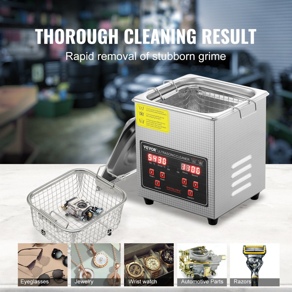 010186152888 - 40kHz VEVOR Ultrasonic Cleaner with Digital Timer, 2L Capacity