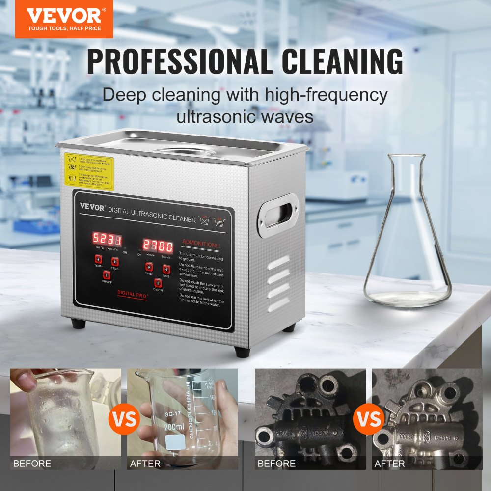 010119019023 - VEVOR 3L Ultrasonic Cleaner with Heater & Digital Control