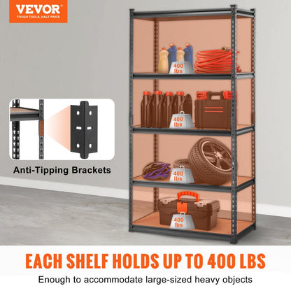 TAV0 - Heavy-Duty 5-Tier Garage Shelving, Adjustable, 400 lbs per Shelf