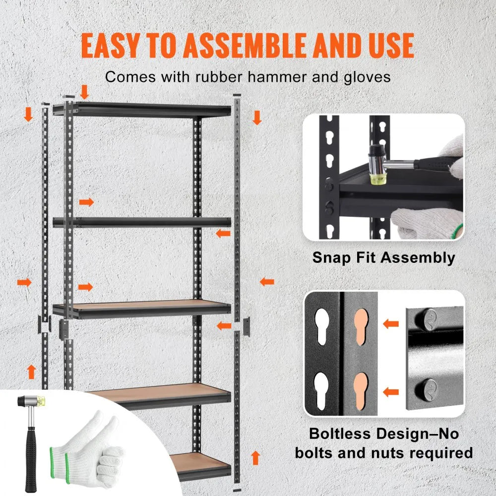 TAV0 - Heavy-Duty 5-Tier Garage Shelving, Adjustable, 400 lbs per Shelf