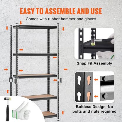 TAV0 - Heavy-Duty 5-Tier Garage Shelving, Adjustable, 400 lbs per Shelf