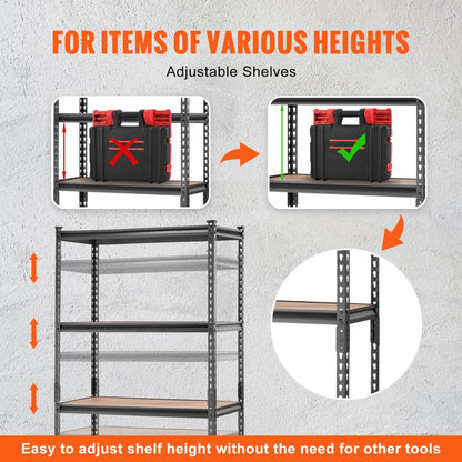 TAV0 - Heavy-Duty 5-Tier Garage Shelving, Adjustable, 400 lbs per Shelf