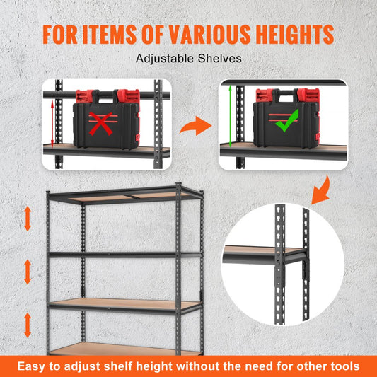 SCV0 - Heavy-Duty 5-Tier Metal Shelving Unit with Adjustable Storage Solutions