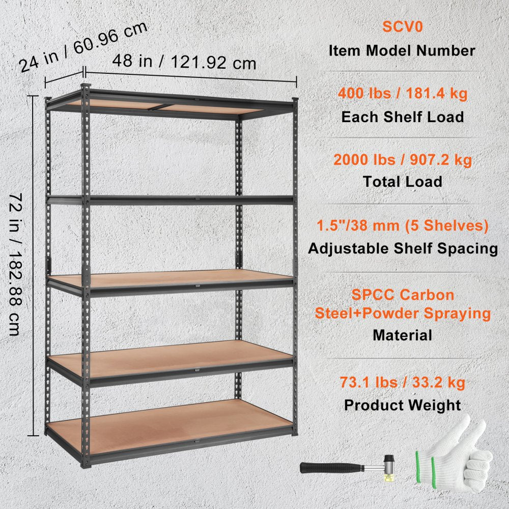SCV0 - Heavy-Duty 5-Tier Metal Shelving Unit with Adjustable Storage Solutions