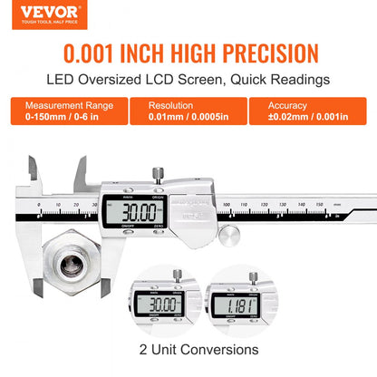 JS021F150SS - VEVOR 0-6" Digital Caliper with LCD Display
