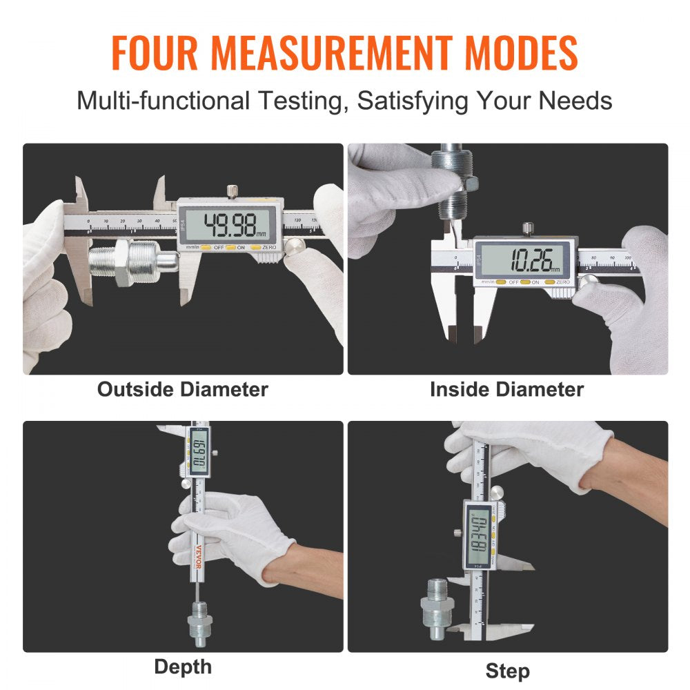 JS808F150SS - 0-6 Inch Stainless Steel Digital Caliper with LCD Display
