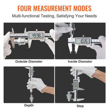 JS808F150SS - 0-6 Inch Stainless Steel Digital Caliper with LCD Display