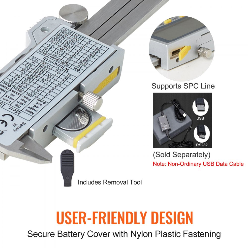 JS808F150SS - 0-6 Inch Stainless Steel Digital Caliper with LCD Display