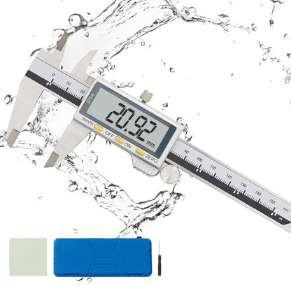 JS808F150SS - 0-6 Inch Stainless Steel Digital Caliper with LCD Display