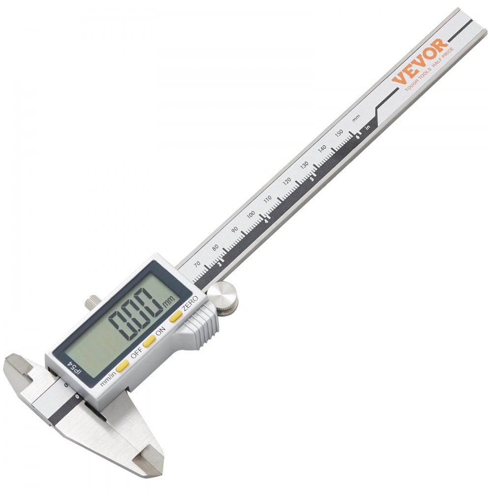 JS808F150SS - 0-6 Inch Stainless Steel Digital Caliper with LCD Display